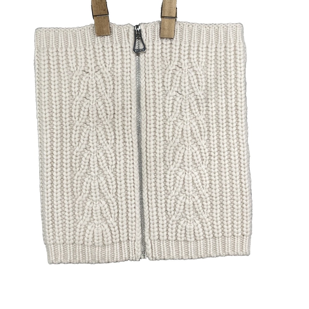 Aether Sweater Neck Gaiter White Merino Wool Cashmere Blend Cable Knit Ski‎ Chic